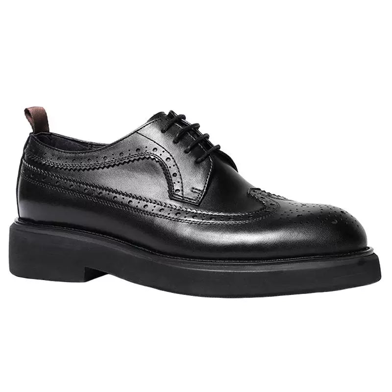 Men's Genuine Leather Derby Shoes, Height Increasing, Thick Sole