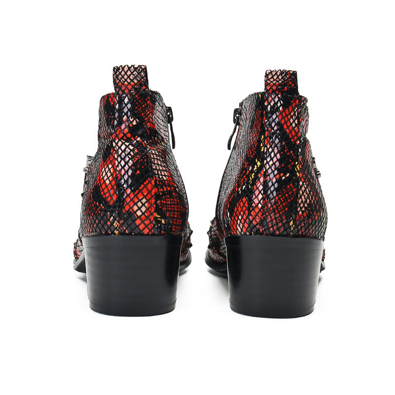 New Brogue Carved Chelsea Boots Korean Style Trendy Short Boots Men's High Top Leather Shoes Youth Brand Martin Boots