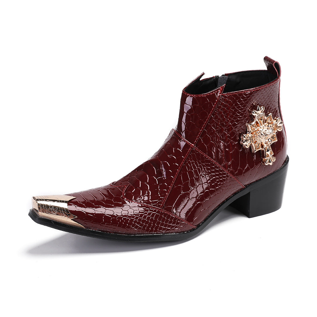 Men's Red Leather Martin Boots – British Style
