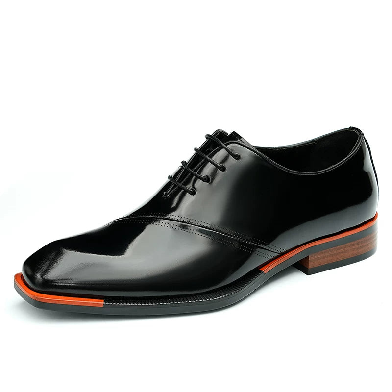 Men's Brown Genuine Leather Leather Shoes, Patent Leather, Glossy
