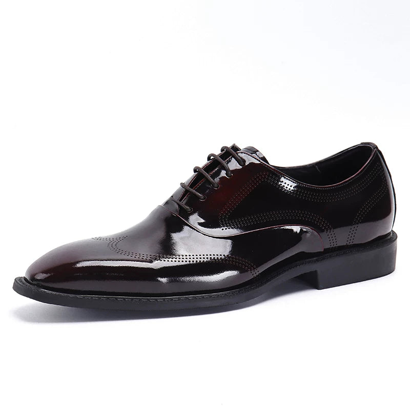 Men's Red Genuine Leather Leather Shoes, Patent Leather, Business