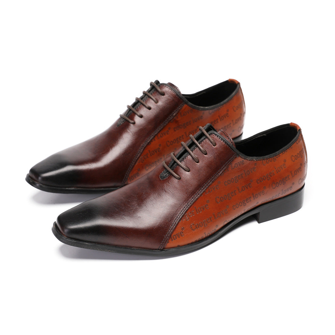 Men's Brown Leather Derby Formal Shoes – Pointed Toe, Business