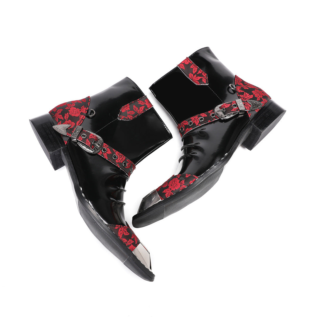 Men's Red Leather Chelsea Boots – Pointed Toe