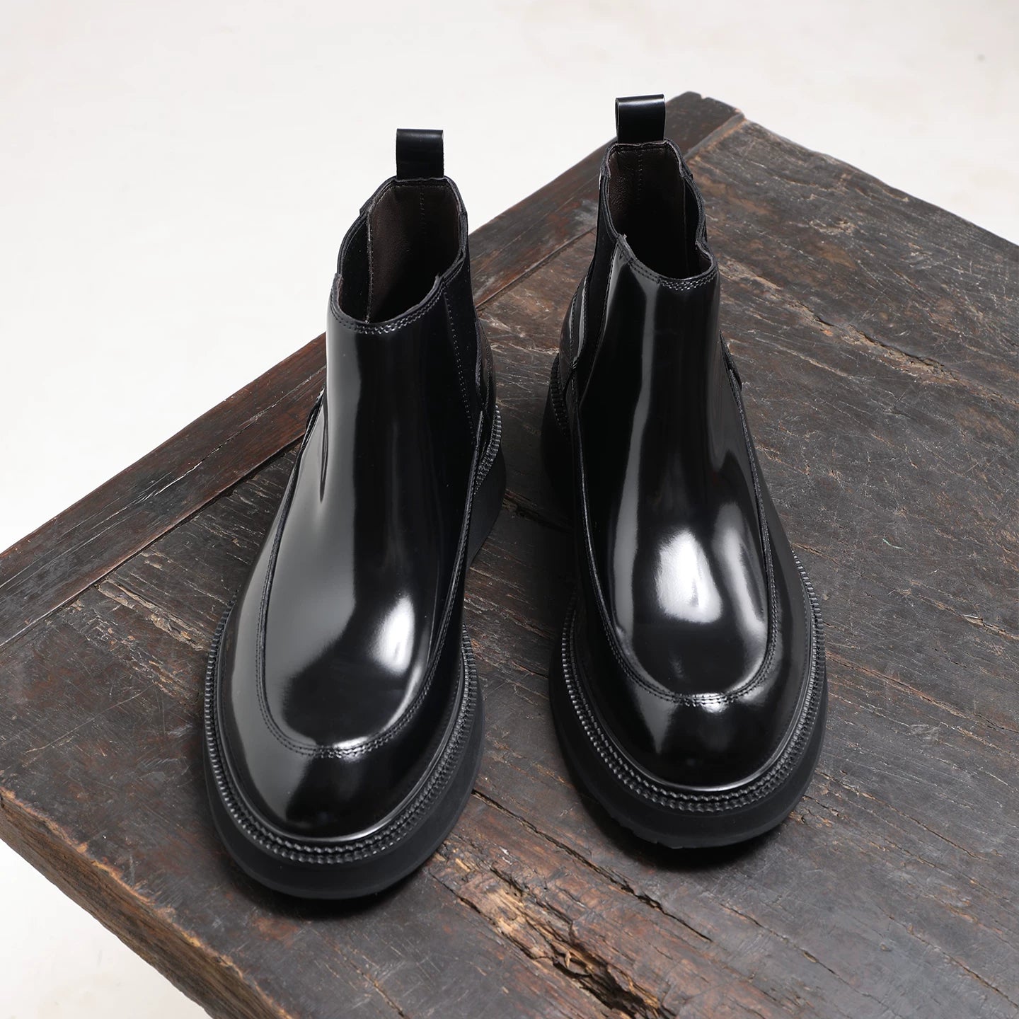 Men's Genuine Leather Martin Boots, Thick Sole, Round Toe