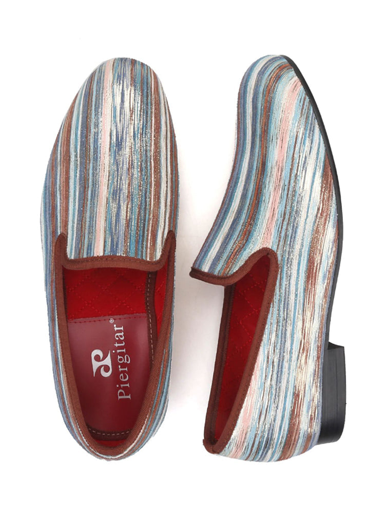 New color striped fluorescent sequin men's loafers trendy European version large size slip-on party shoes low-top shoes