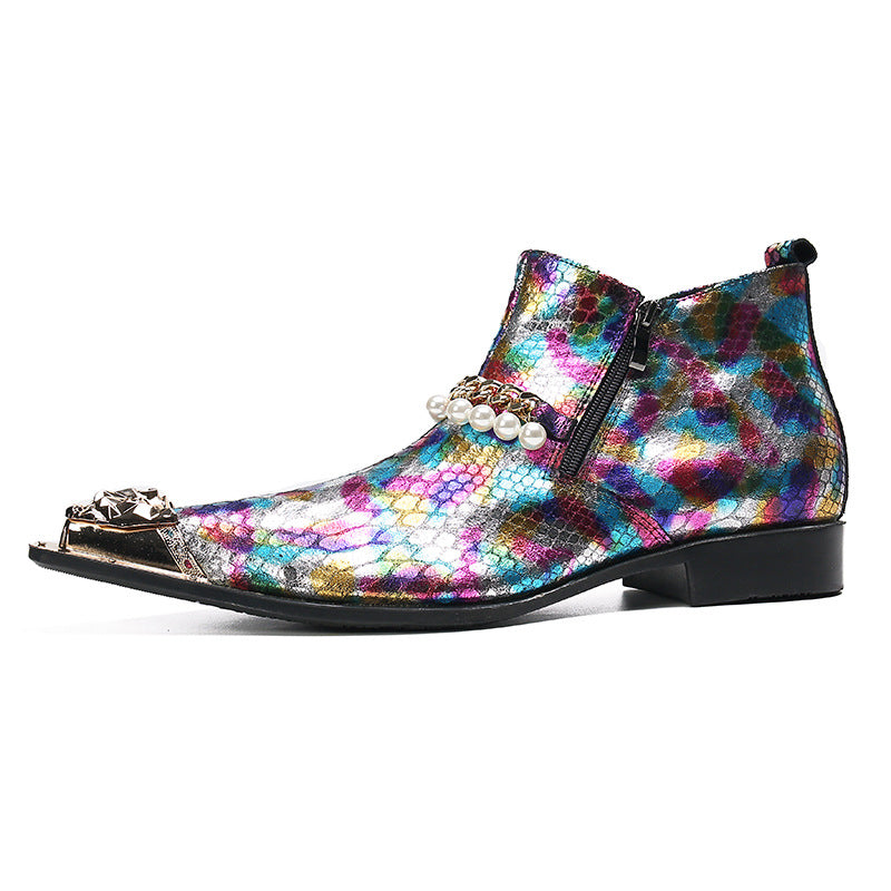 Chelsea boots men's spring and summer British style Martin boots men's mid-top leather boots plus velvet warm men's zipper trendy short boots