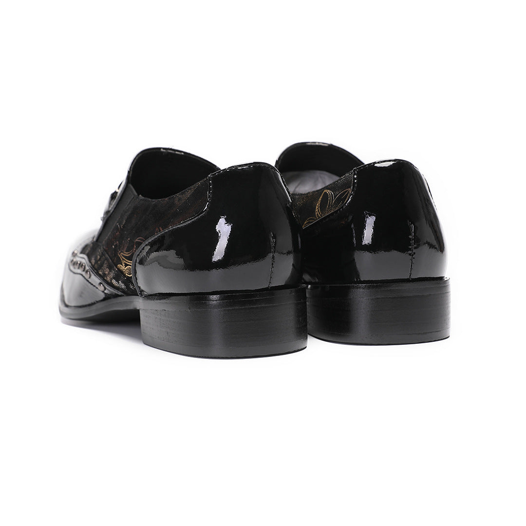 Men's Leather Casual Shoes – Rhinestone Detail, Handmade – Style 28