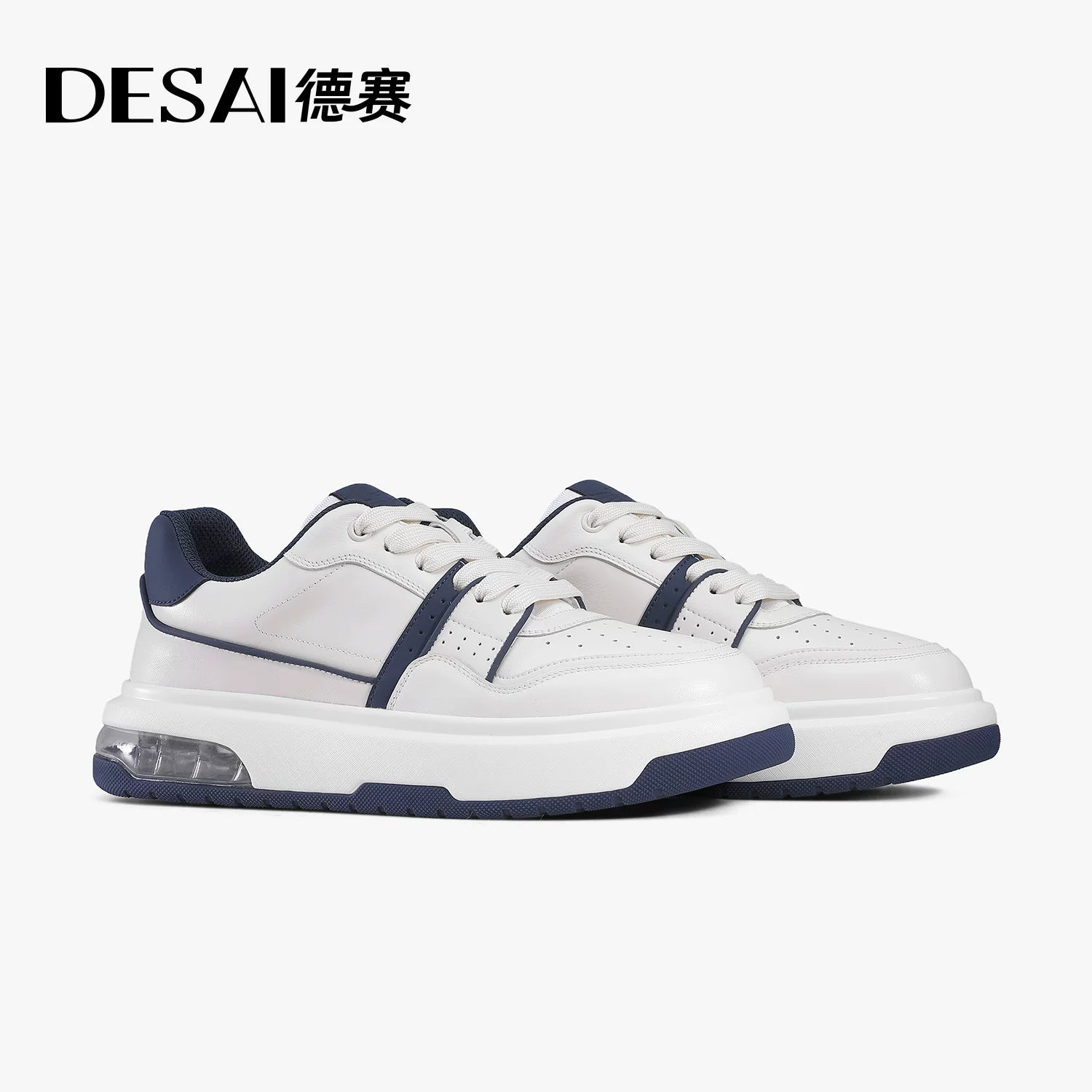 Men's Genuine Leather Skate Shoes, Height Increasing, Thick Sole