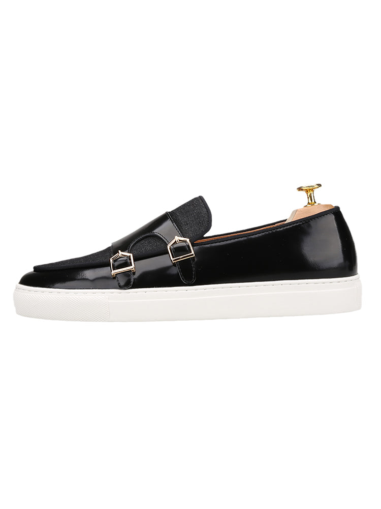 New first-layer cowhide stitching denim men's casual sneakers with genuine leather lining and breathable white thick soles