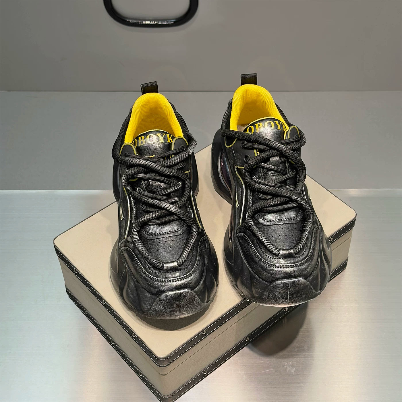 Men's Hidden-Wedge Platform Retro Trendy Chunky Dad Sneakers