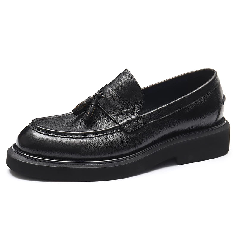 Men's Genuine Leather Loafers, Thick Sole, Slip-On