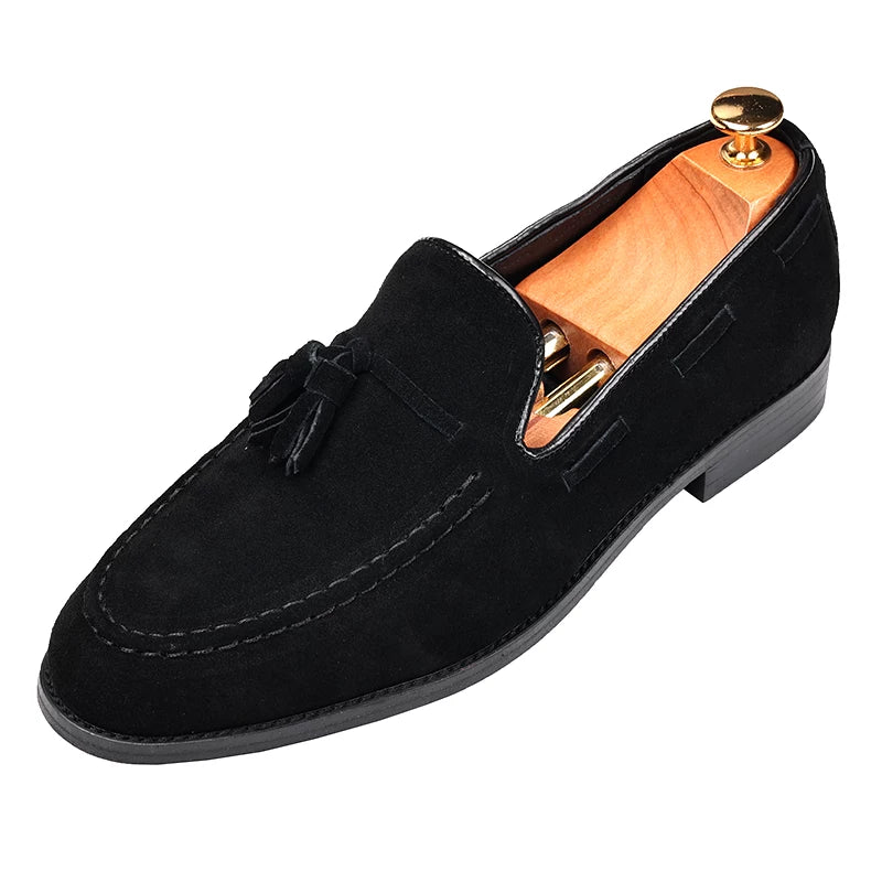 Men's Genuine Leather Loafers, Height Increasing, Suede