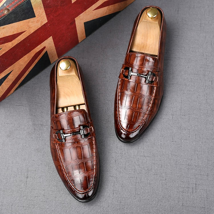 Men's Brown Loafers, Height Increasing, Pointed Toe