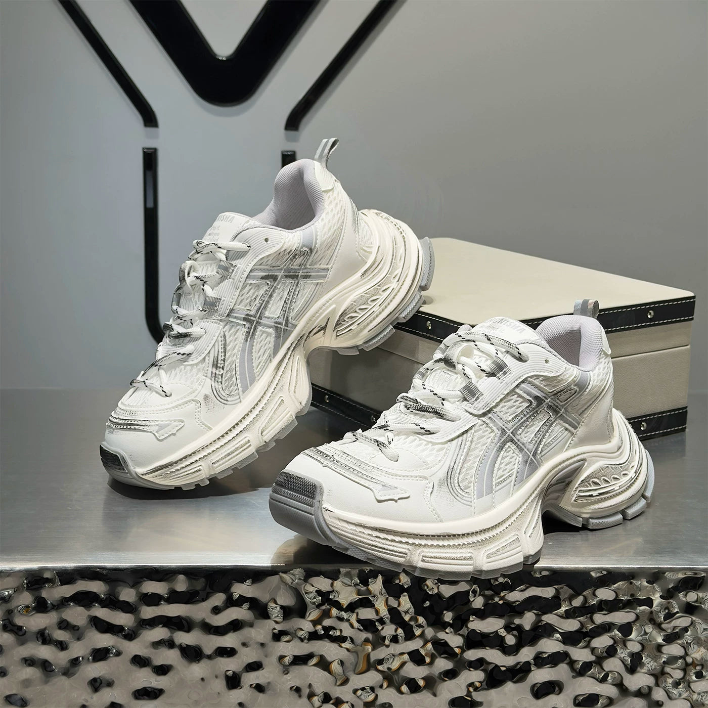 Men's Height-Increasing Platform Breathable Mesh Retro Chunky Dad Sneakers Summer New