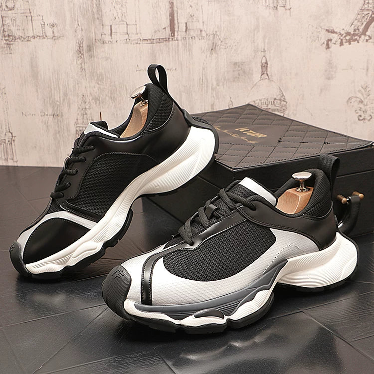 Men's Platform Height-Increasing Breathable Mesh British-Style Athletic Sneakers Casual