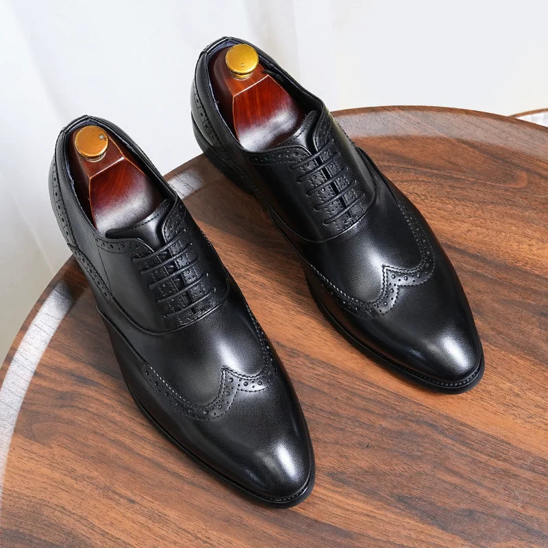 Men's Genuine Leather Oxford Shoes, Handmade, Pointed Toe