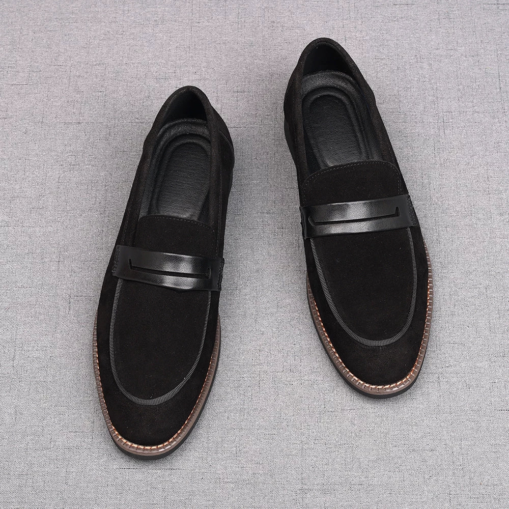 Men's Genuine Leather Loafers, Suede, Pointed Toe
