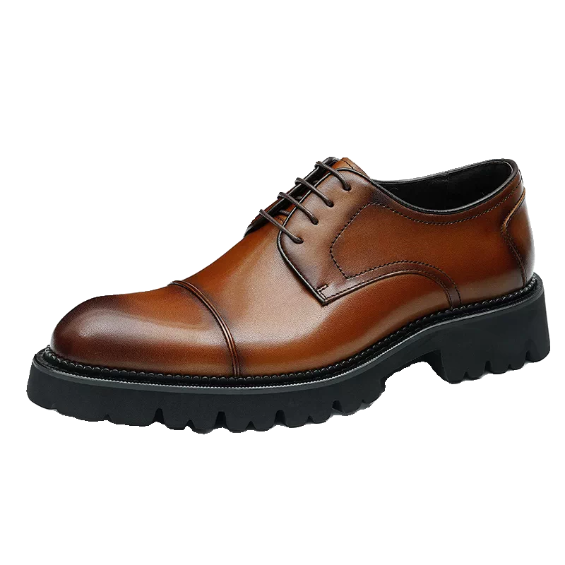 Men's Genuine Leather Leather Shoes, Height Increasing, Thick Sole