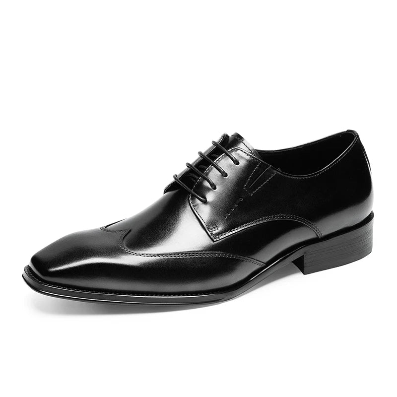 Men's Genuine Leather Derby Shoes, Square Toe, British Style
