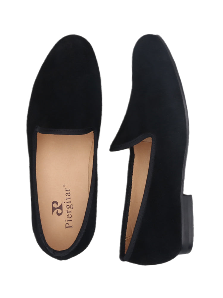 British style classic men's yuppie shoes suede nubuck leather slip-on smoking shoes versatile trendy loafers