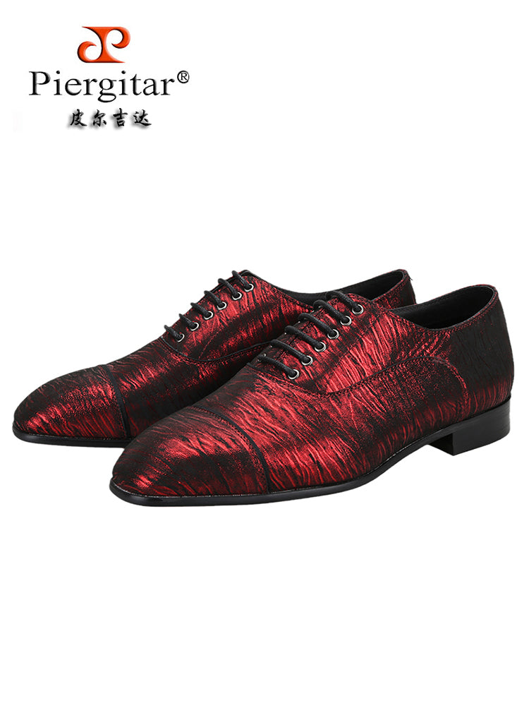 Exported to Europe and the United States, red and black shiny sheepskin men's casual leather shoes, suitable for wedding parties and fashionable Oxford shoes