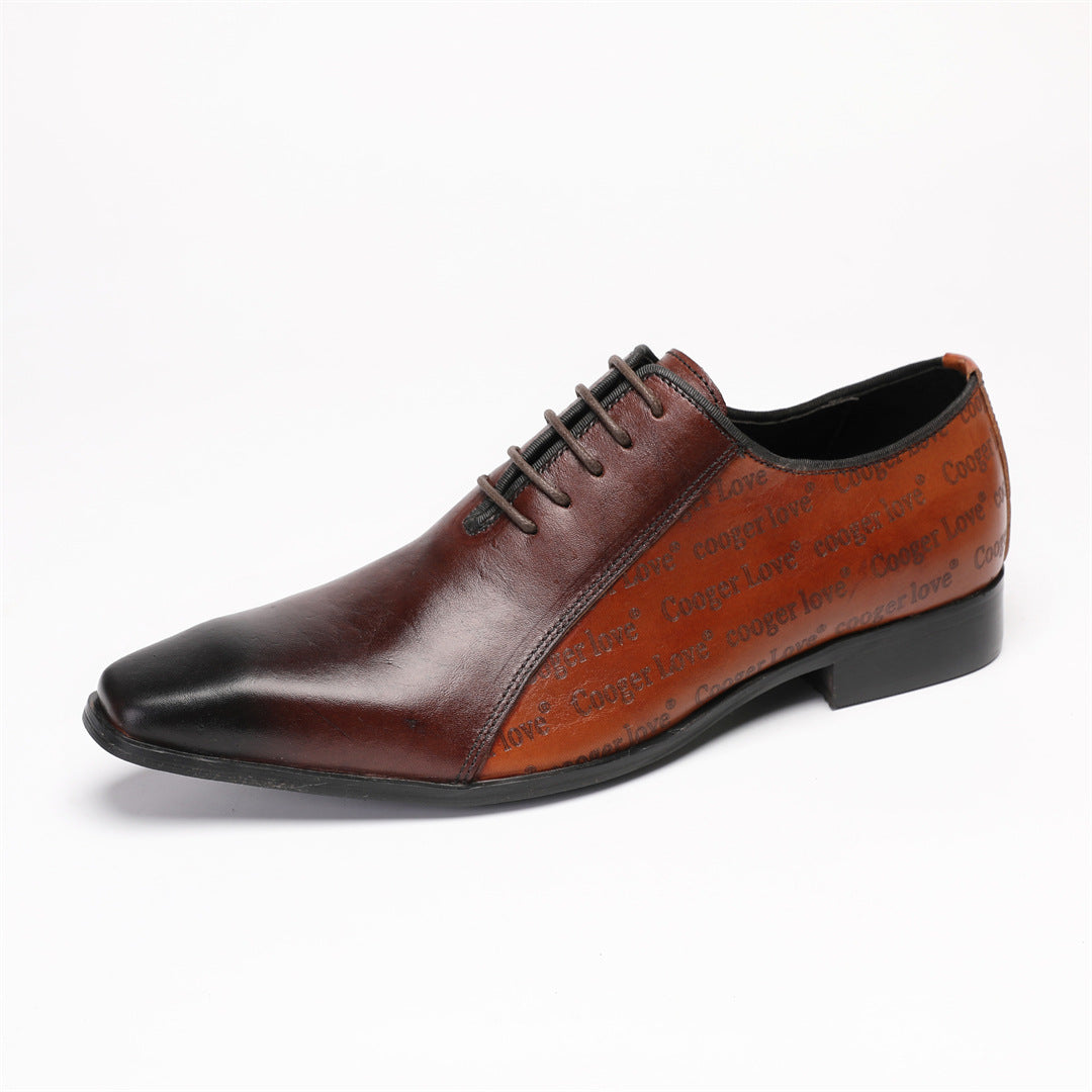 Men's Brown Leather Derby Formal Shoes – Pointed Toe, Business