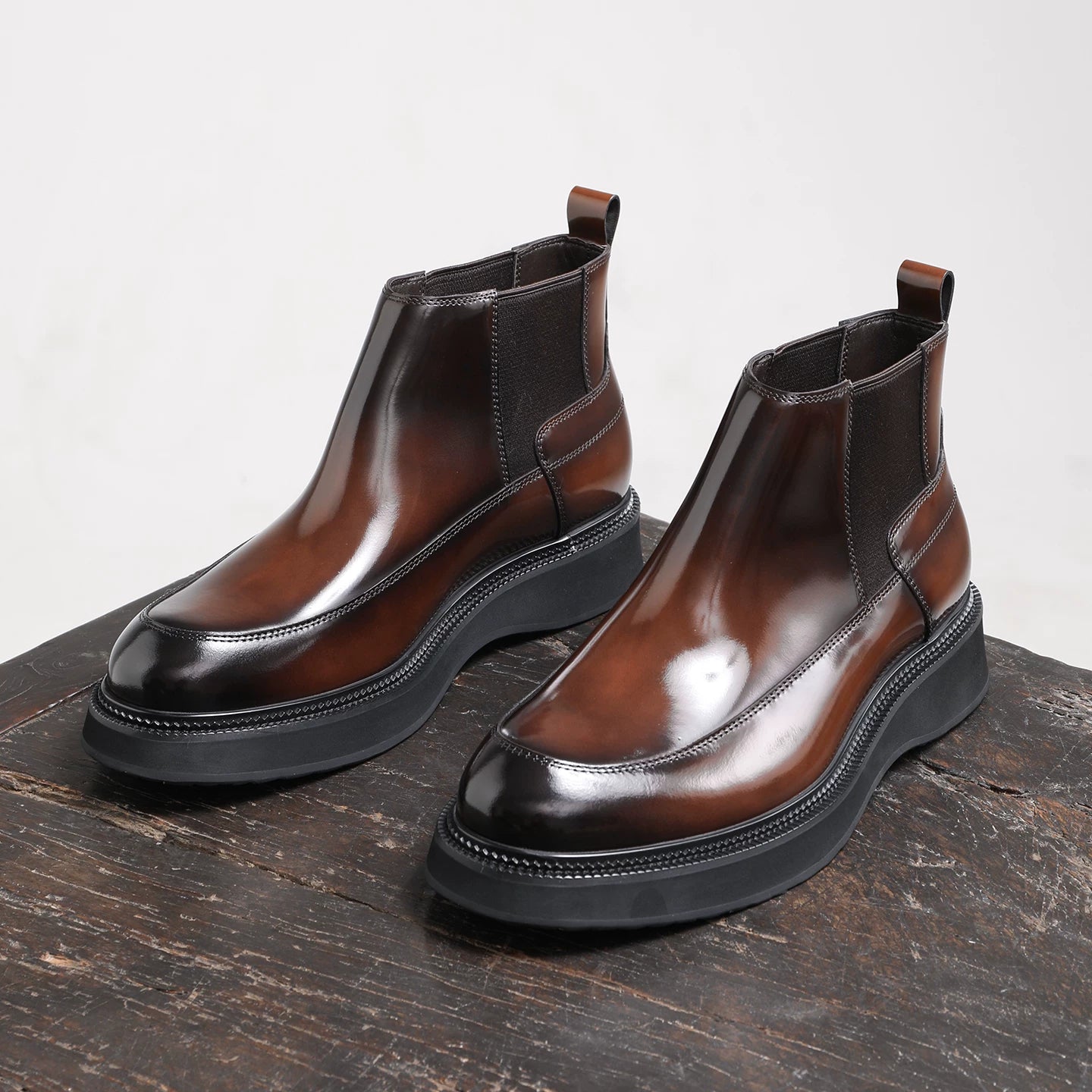 Men's Genuine Leather Martin Boots, Thick Sole, Round Toe