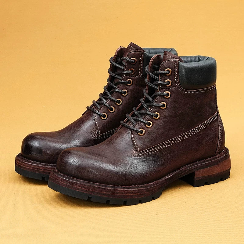 Men's Genuine Leather Martin Boots, Handmade, Vintage