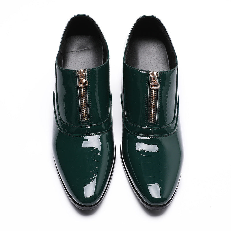 Pointed leather shoes men's British thick-soled casual derby shoes men's formal business low-top Martin boots heightening shoes