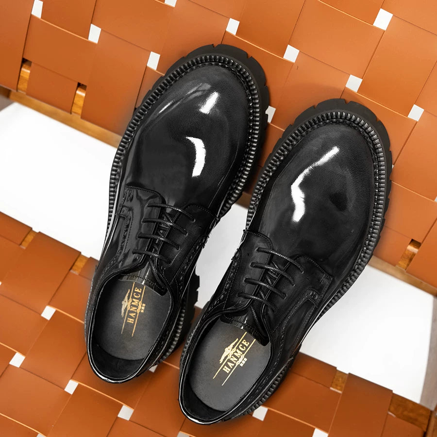 Men's Genuine Leather Derby Shoes, Height Increasing, Thick Sole