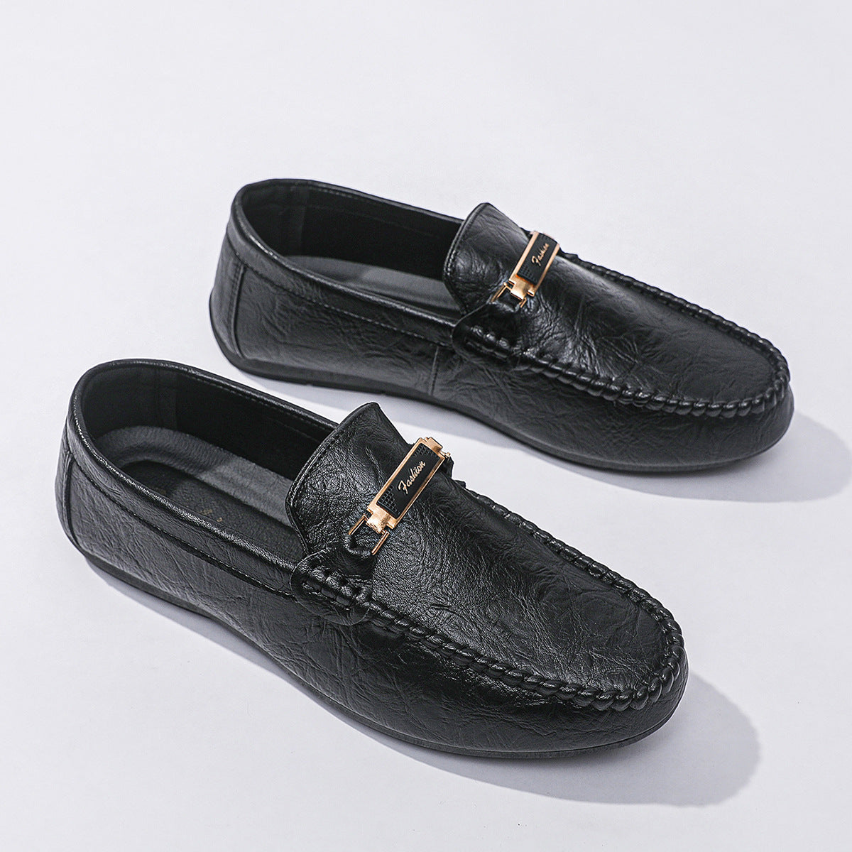 Round head soft sole comfortable men's color trendy single shoes British spring men's one-pedal Doudou loafers men's shoes