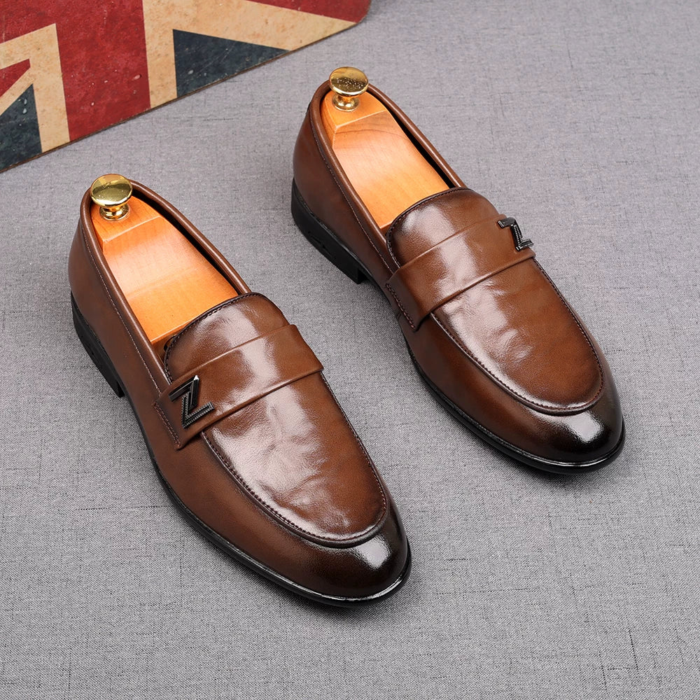 Men's Brown Loafers, Height Increasing, Slip-On
