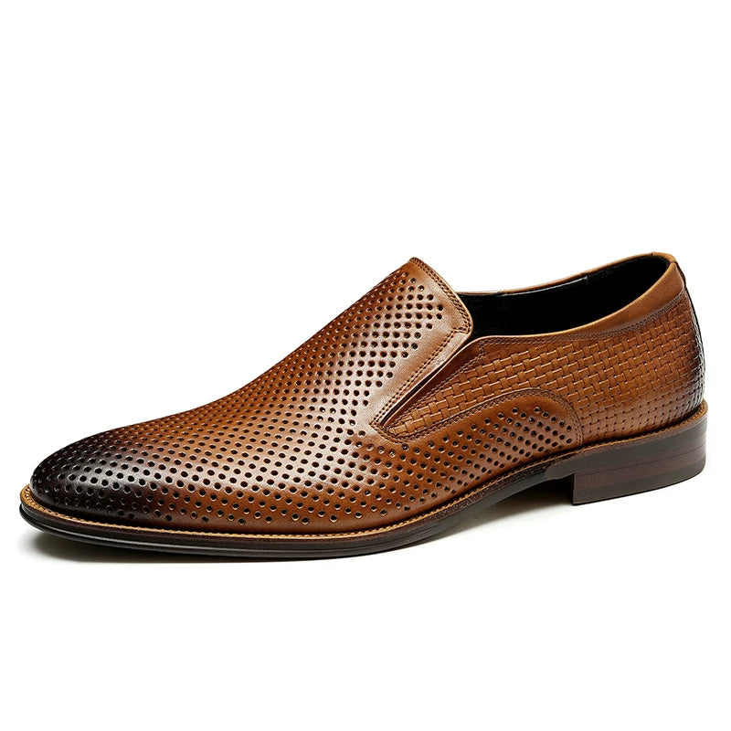 Men's Genuine Leather Loafers, Breathable, Slip-On