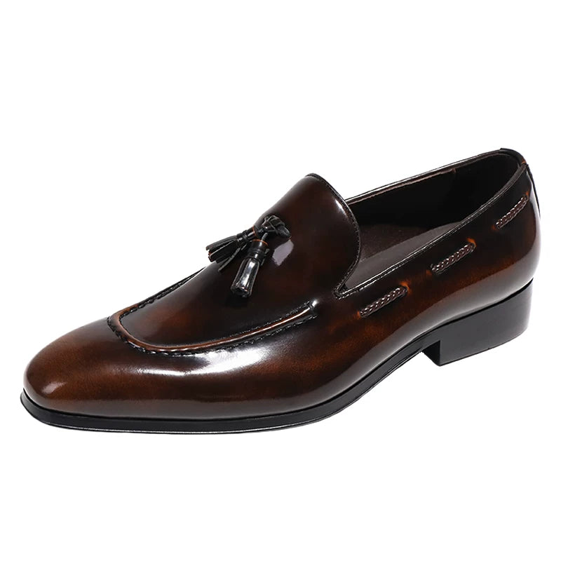 Men's Genuine Leather Loafers, Handmade, Pointed Toe