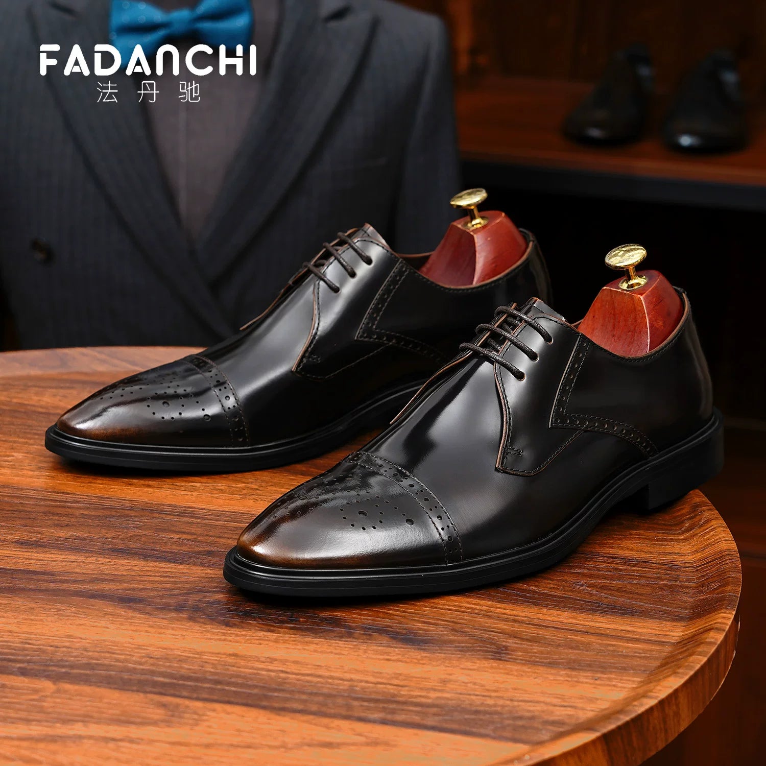Men's Genuine Leather Derby Shoes, Business, Formal