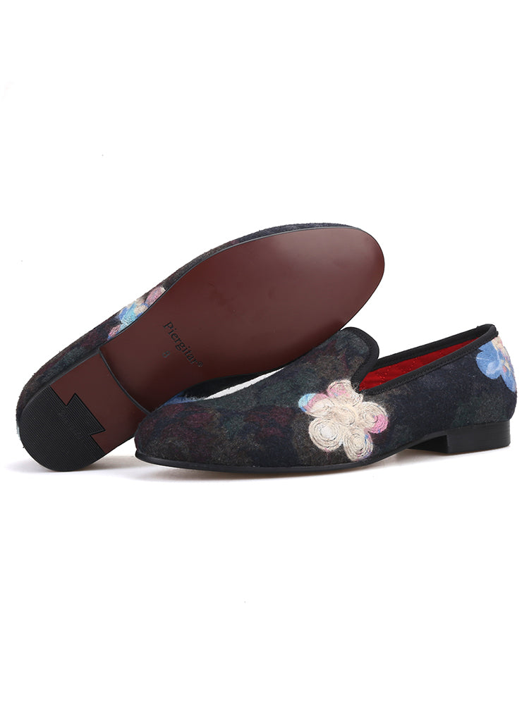 New autumn and winter hand-knitted cotton men's loafers European and American British ethnic mix and match trendy low-top shoes