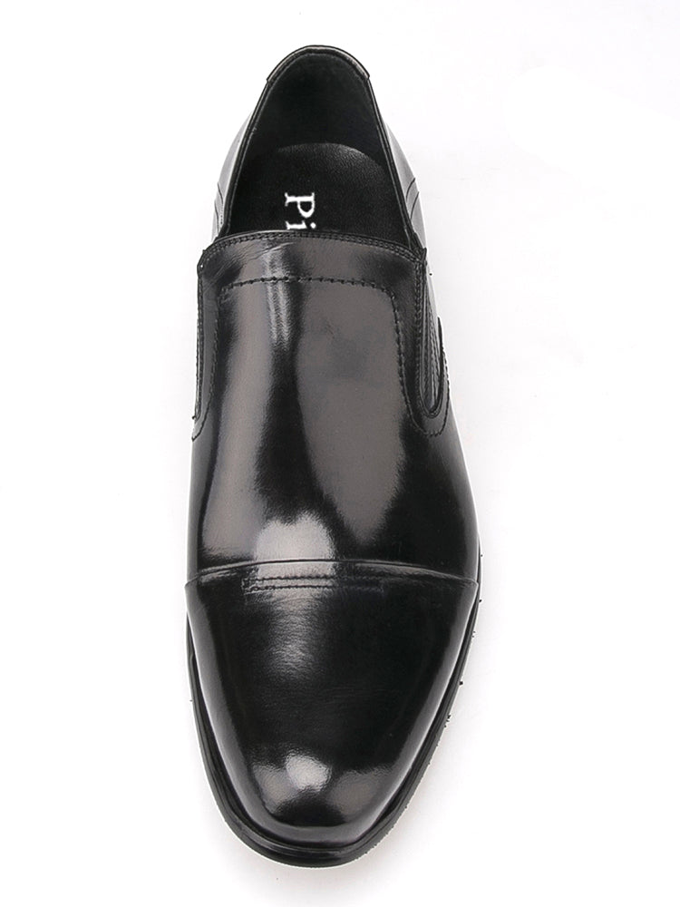 Piergitar Breathable Simple Casual Men's Leather Round Toe Daily Matching Formal Slip-on Shoes Low-top Shoes