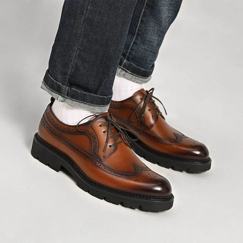 Men's Derby Shoes, Thick Sole, British Style