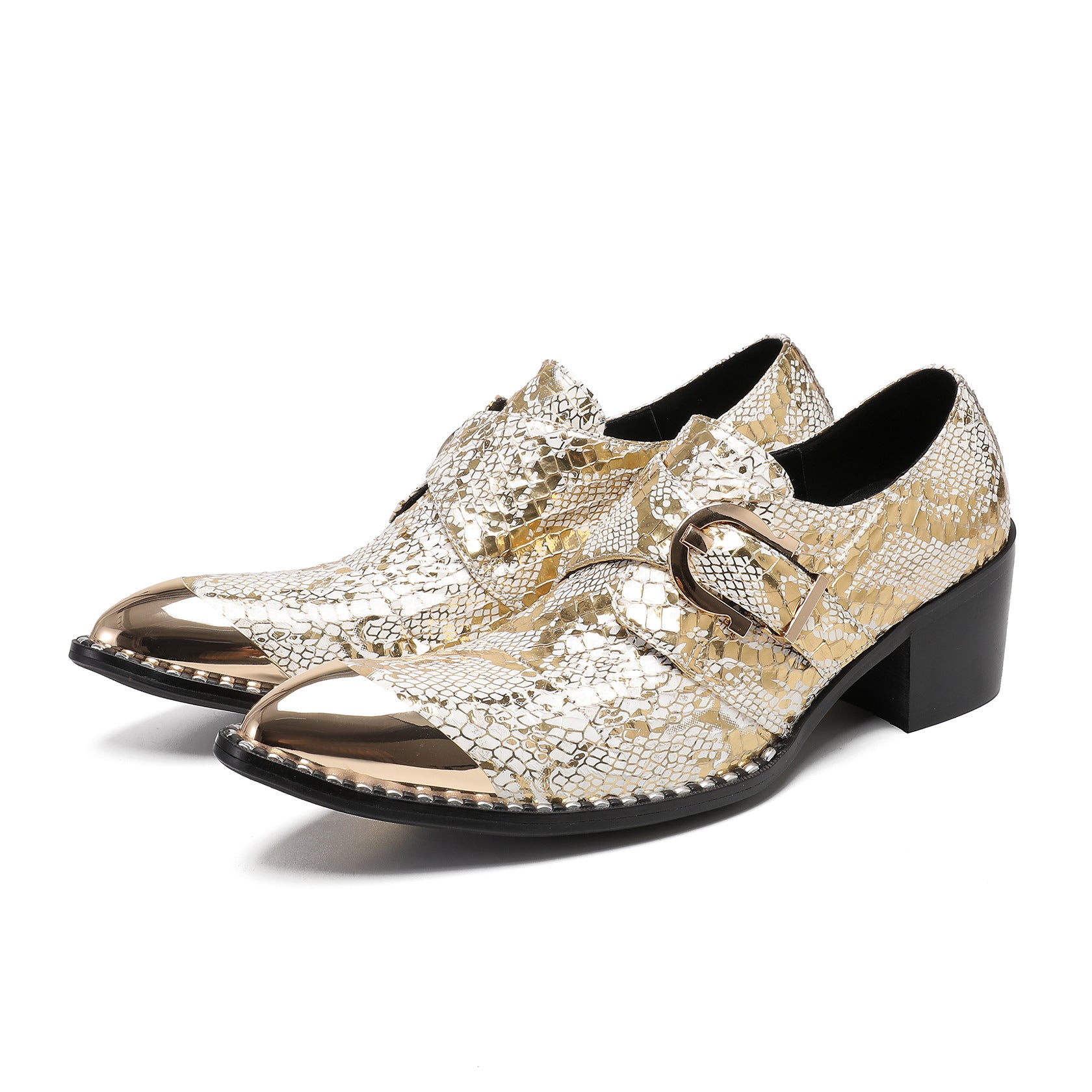 Men's Leather Oxford Formal Shoes – Pointed Toe, Crocodile Pattern