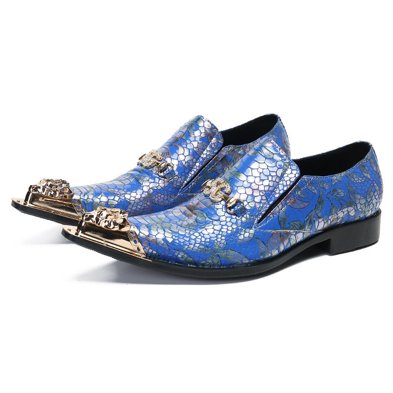 Men's Leather Formal Shoes – Pointed Toe, Crocodile Pattern – Style 16