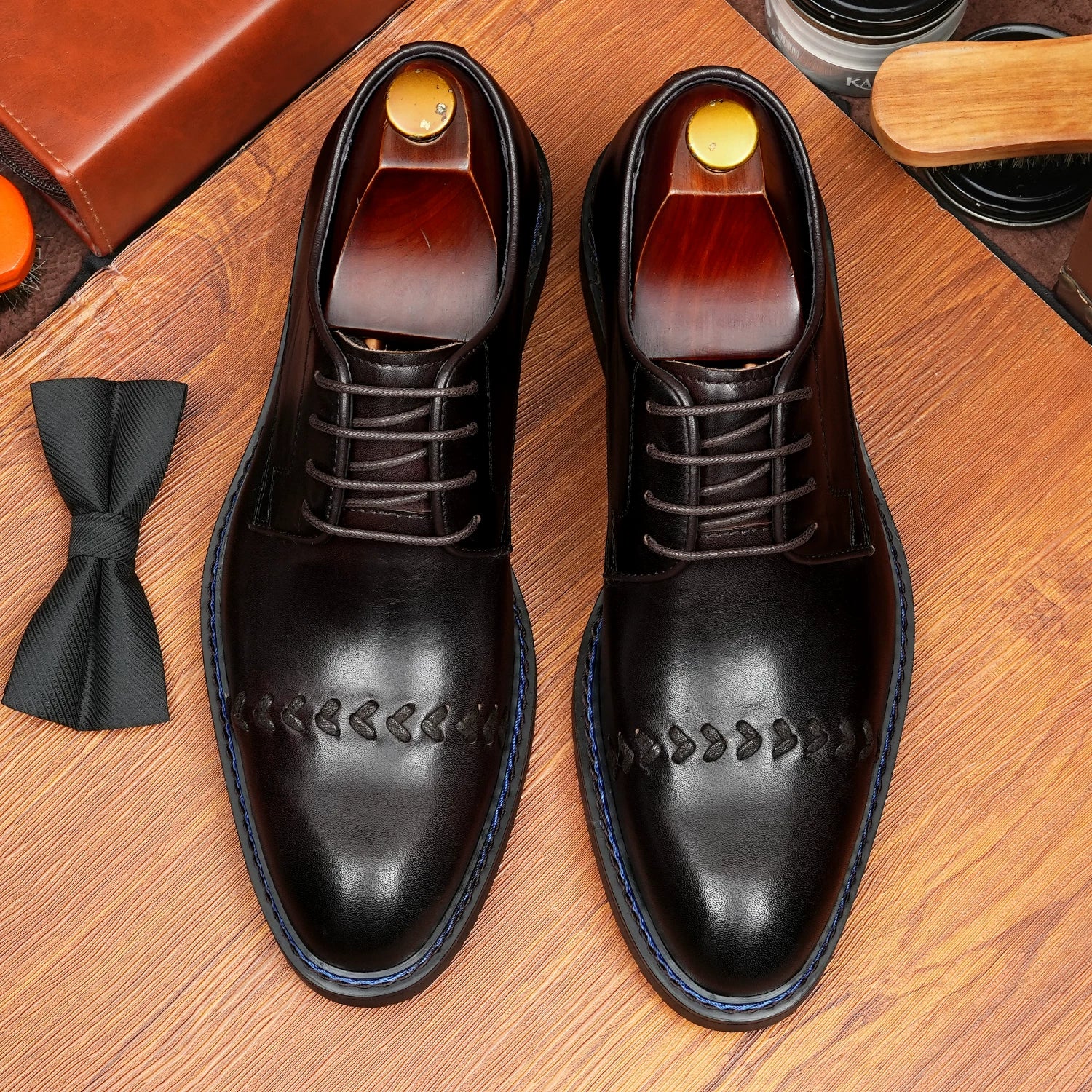 Men's Genuine Leather Derby Shoes, Pointed Toe, Business