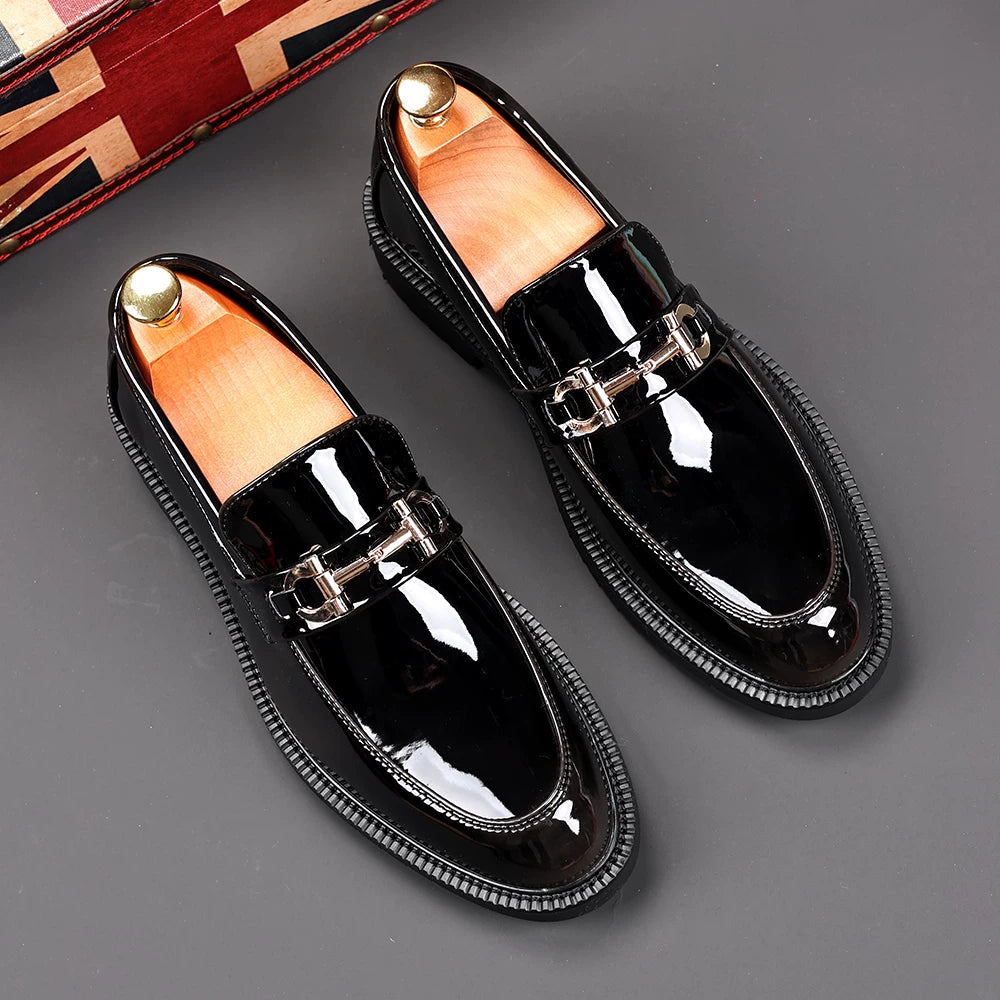 Men's Patent Leather Loafers, Height Increasing, Slip-On