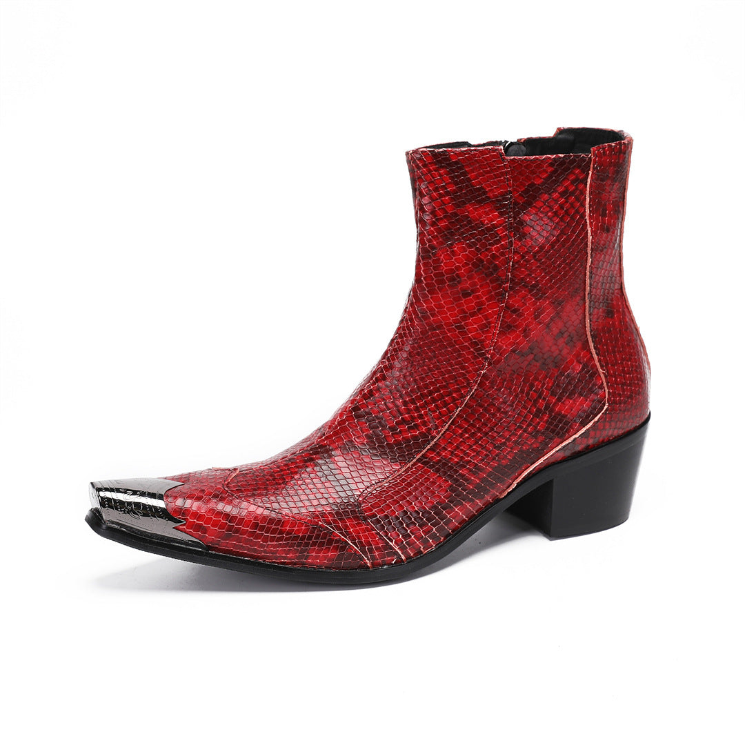 Men's Leather Chelsea Boots – Pointed Toe, Height Increasing – Style 73