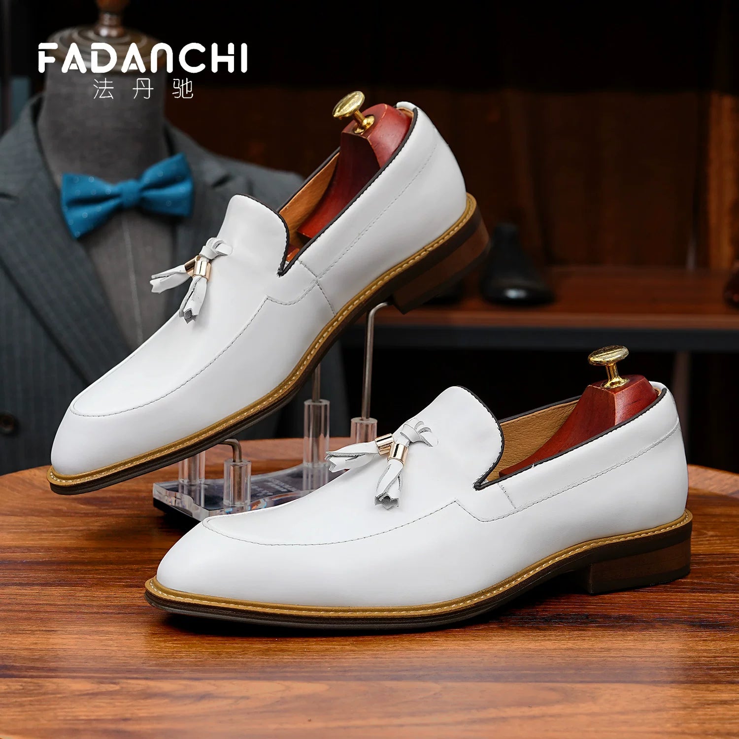 Men's White Genuine Leather Loafers, Breathable, Slip-On