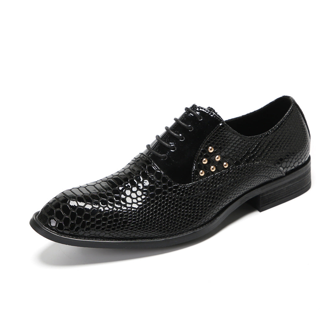 Men's Leather Derby Formal Shoes – Pointed Toe, Business – Style 12