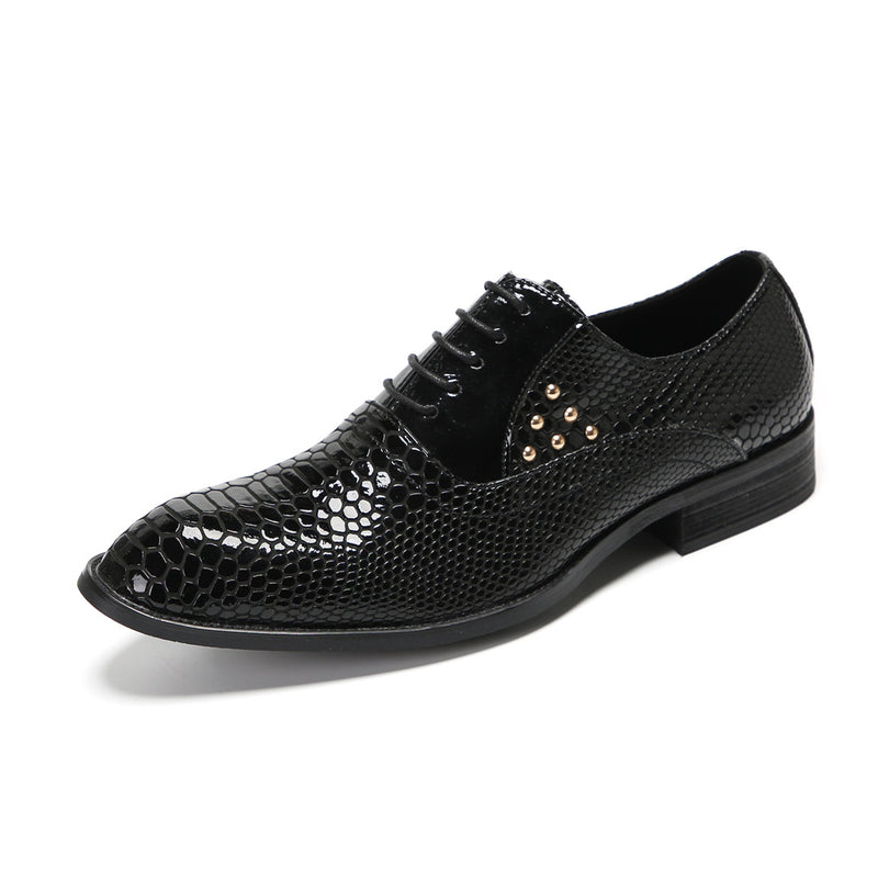 Men's Leather Derby Formal Shoes, Pointed Toe, Business, Style 12