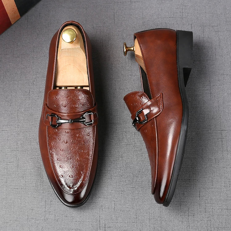 Men's Brown Loafers, Height Increasing, Pointed Toe