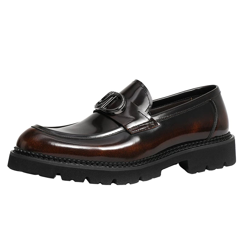 Men's Genuine Leather Loafers, Thick Sole, Slip-On
