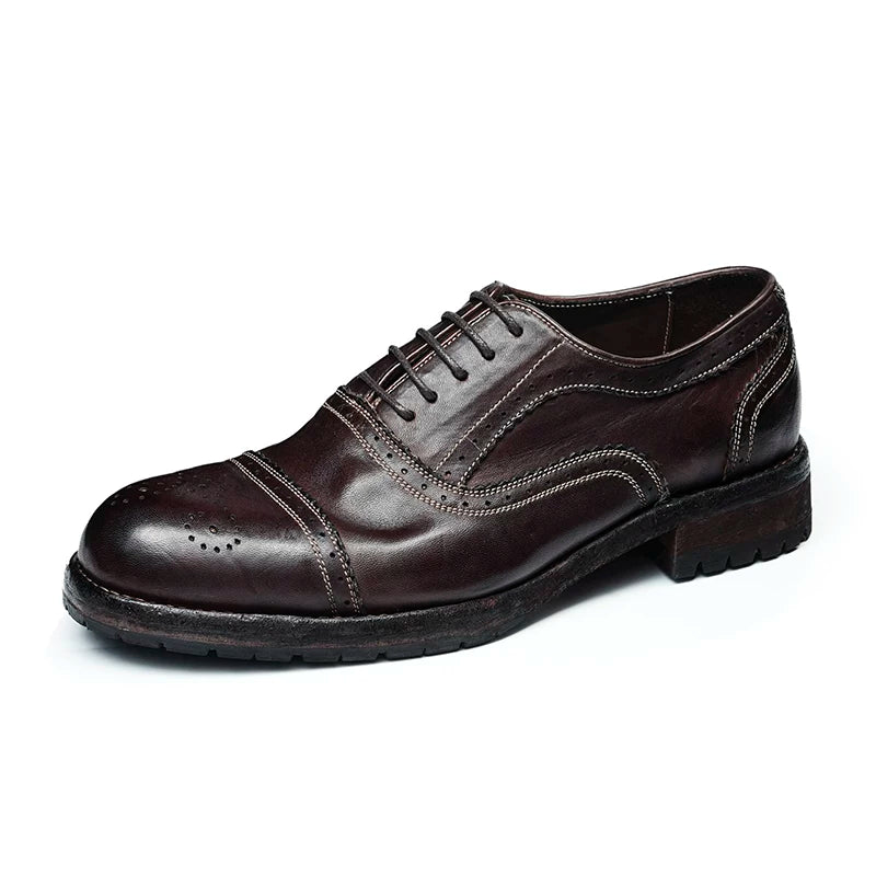 Men's Genuine Leather Oxford Shoes, Handmade, Business