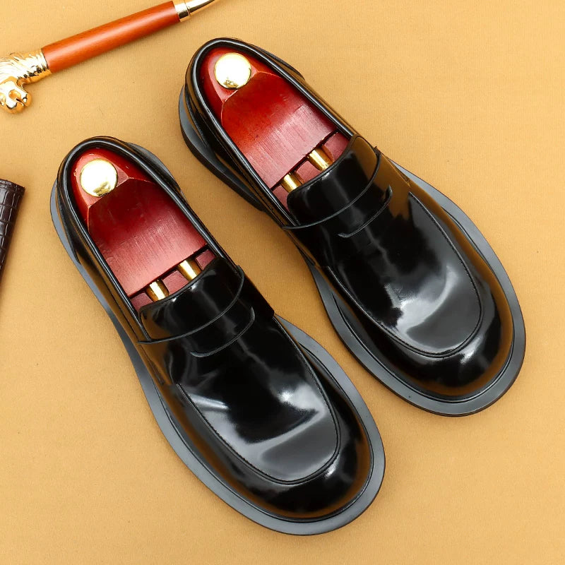Men's Genuine Leather Loafers, Patent Leather, Slip-On